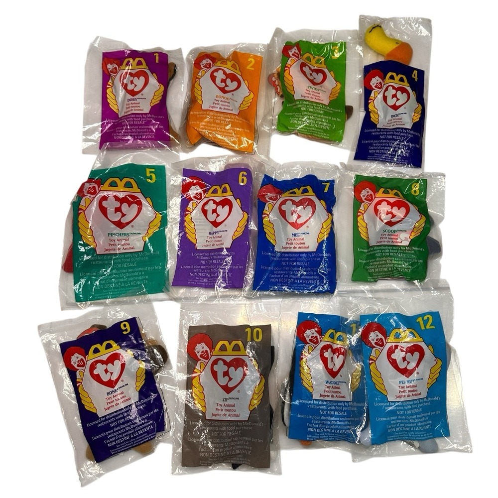 1998  - TY McDonald's Beanie Babies Complete Set 1–12 NIB – Factory Sealed Bags